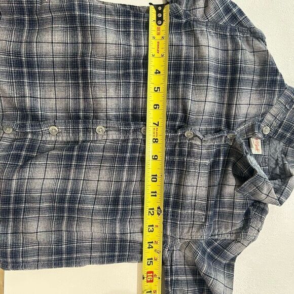 Cat & Jack Kids Navy Plaid Flannel – Size M (8/10) - Picture 3 of 4